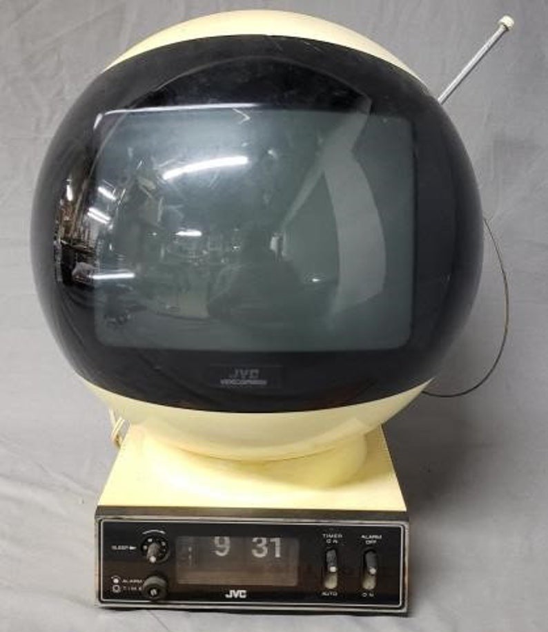 Antique clock and tv